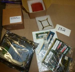 lot 132 image: Computer lot - various RAM for laptop and desktop, 2 new heatsink and a new Seagate 1 TB drive