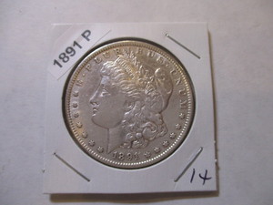 lot 14 image: 1891-P Morgan Silver Dollar