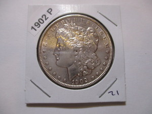 lot 21 image: 1902-P Morgan Silver Dollar