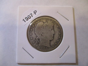lot 54 image: 1907-P Barber Head Silver Half Dollar