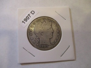 lot 55 image: 1907-D Barber Head Silver Half Dollar