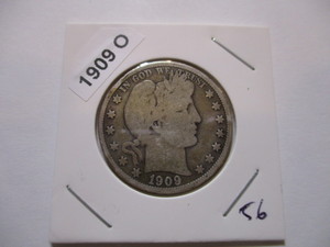 lot 56 image: 1909-O Barber Head Silver Half Dollar