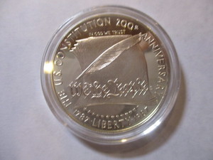 1787-1987 S 200th Anniversary of the US Constitution Comm Silver Dollar