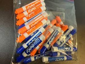 lot 45 image: Blue and Orange Dry Erase Markers