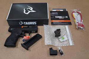 lot 1X image: NEW Taurus TX22C .22 LR Semi-Auto Pistol with Viridian Laser - 2 Magazines