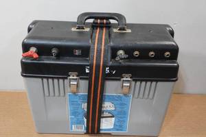 lot 237 image: Power Caddy Marine Battery Box with Outside Power Gauge