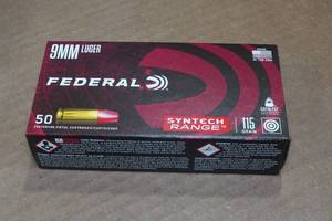 lot 293 image: 50 Federal Syntech Range 9mm Luger 115 Gr TSJ Ammo