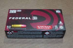 lot 294 image: 50 Federal Syntech Range 9mm Luger 115 Gr TSJ Ammo