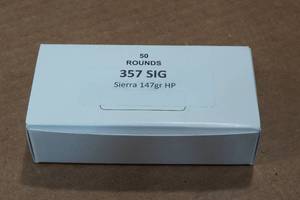lot 335 image: 50 .357 Sig 147 Gr Sierra HP Ammo