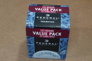 lot 354 image: 525 Federal Champion .22 LR 36 Gr Plated HP Ammo