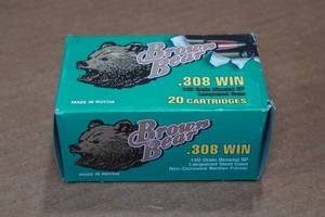 lot 364 image: 20 Brown Bear .308 Win 140 Gr SP Steel Case Ammo