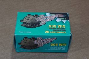 lot 365 image: 20 Brown Bear .308 Win 140 Gr SP Steel Case Ammo