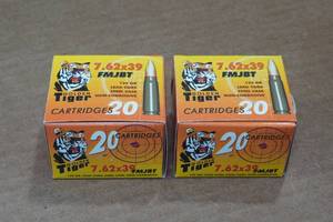 lot 371 image: 40 Golden Tiger 7.62 x 39mm 124 Gr FMJ BT Steel Case Ammo