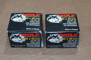 lot 381 image: 40 Wolf 7.62 x 39mm 122 Gr HP Steel Case Ammo