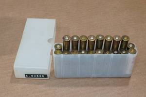 lot 406 image: 8 6.5 x 53R PSP Ammo - Plus 12 Empty Casings