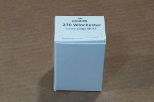 lot 436 image: 20 .270 Win 130 Gr Sierra SP-BT Ammo