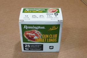 lot 453 image: 25 Remington Gun Club 12 Gauge 2-34 8 Shot Shotshells