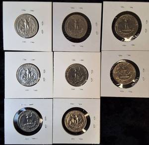 lot 4 image: 8 Quarters from Bank Boxes. Very Nice Coins from 1965-1972