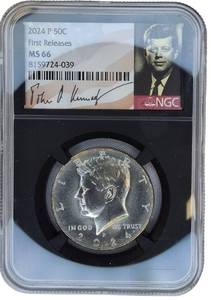 lot 6 image: 2024 (P)  First Release Kennedy Half Dollar - MS 66-NGC