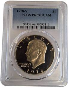 lot 7 image: 1978-S  D-CAM-PR69 -Ike 1 Dollar Proof
