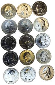 lot 21 image: Fifteen Quarters (S) proof ATB Mint Mark Different Years