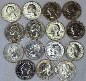 lot 34 image: Fifteen (S) Mint Marked  America The Beautiful Proof Coins.  Mixed Years Uncirculated 