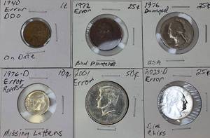 lot 35 image: Six US Error Coins Great Collection of coins Look at the pictures you decided