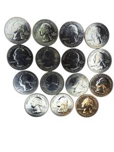 lot 41 image: Fifteen uncirculated proof ATB quarters from different years.