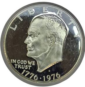 lot 51 image: 1976 Bicentennial Eisenhower Dollar (Silver) - Deep Cameo (Proof)