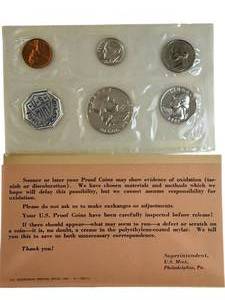 1961 Silver Proof Set 5 coins :Half Dollar, Quarter, Dime, Nickel, Penny