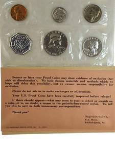1961 90% Silver Proof Set 5 coins :Half Dollar, Quarter, Dime, Nickel, Penny uncirculated