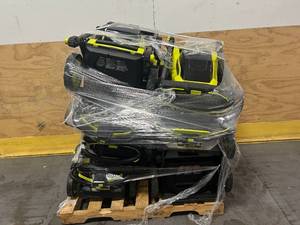 lot 8 image: RYOBI Lot of 7- Battery Powered Lawn Mowers (Tool Only)