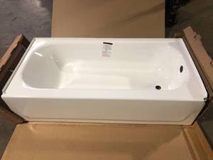 lot 6 image: Bootz Industries Aloha 60 in. x 30 in. Soaking Bathtub with Right Drain in White Damaged  Customer Returns See Pictures