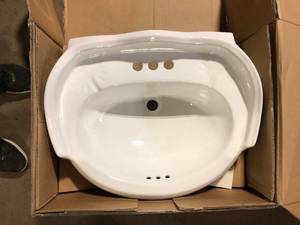 lot 14 image: Bathroom Round Vessel Sink in White   Customer Returns See Pictures