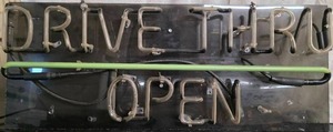 lot 147 image: Vintage Neon Drive Thru Open sign