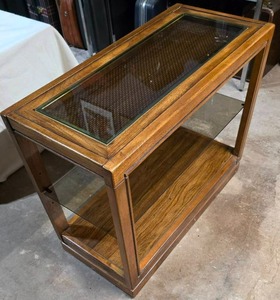 lot 165 image: MCM Wicker with glass top side table