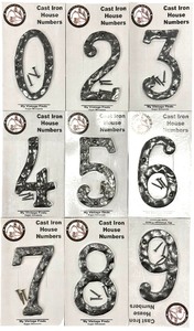 lot 262 image: Cast Iron House Numbers, Total Weight 4 lbs 12 18 oz, Textured Dimension