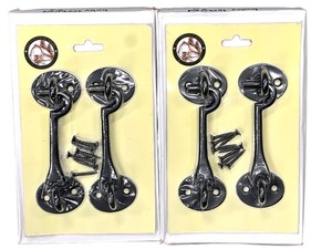 lot 240 image: Cast Iron Door Gate Latch Privacy Hook (2)  5 12 H X 2 W X 2 D  9 78 oz  Total weight 1 lb 3 34 oz