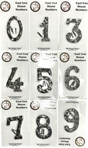 lot 285 image: Cast Iron House Numbers, Total Weight 3 lbs 8 14 oz, Textured Dimension