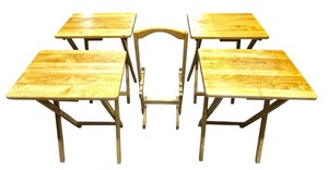 lot 122 image: Folding TV Trays Tables (4) with Stand