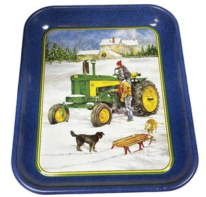lot 228 image: Vintage John Deere Trays and Commemorative Plate Bundle (4)