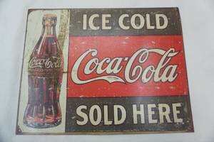 lot 4 image: Metal Coke Sign 12.5x 16