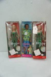 lot 132 image: (2ct) Holiday Joy Barbie New In box & Barbie Surfs-Up Beach-Steven-New In Box