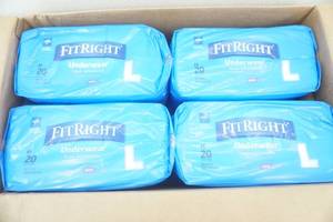 lot 199 image: Case of Fit Right Disposable Underwear Size L-Super Absorbency (80ct)