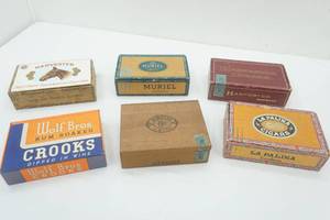 lot 217 image: (6ct) Vintage Cigar Boxes