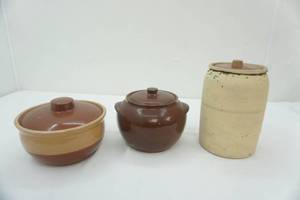 lot 219 image: Antique Stoneware (3pc) with Lids