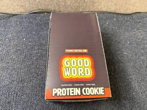 lot 108 image: 12 Pack of Good Word Peanut Butter Chip Protein Cookies