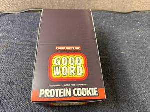 lot 109 image: 12 Pack of Good Word Peanut Butter Chip Protein Cookies