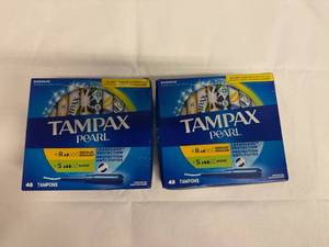 lot 34 image: 2x 48ct Tampax Pearl Duopack