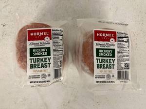lot 106 image: 2x 32oz Hormel Hickory Smoke Turkey Breast